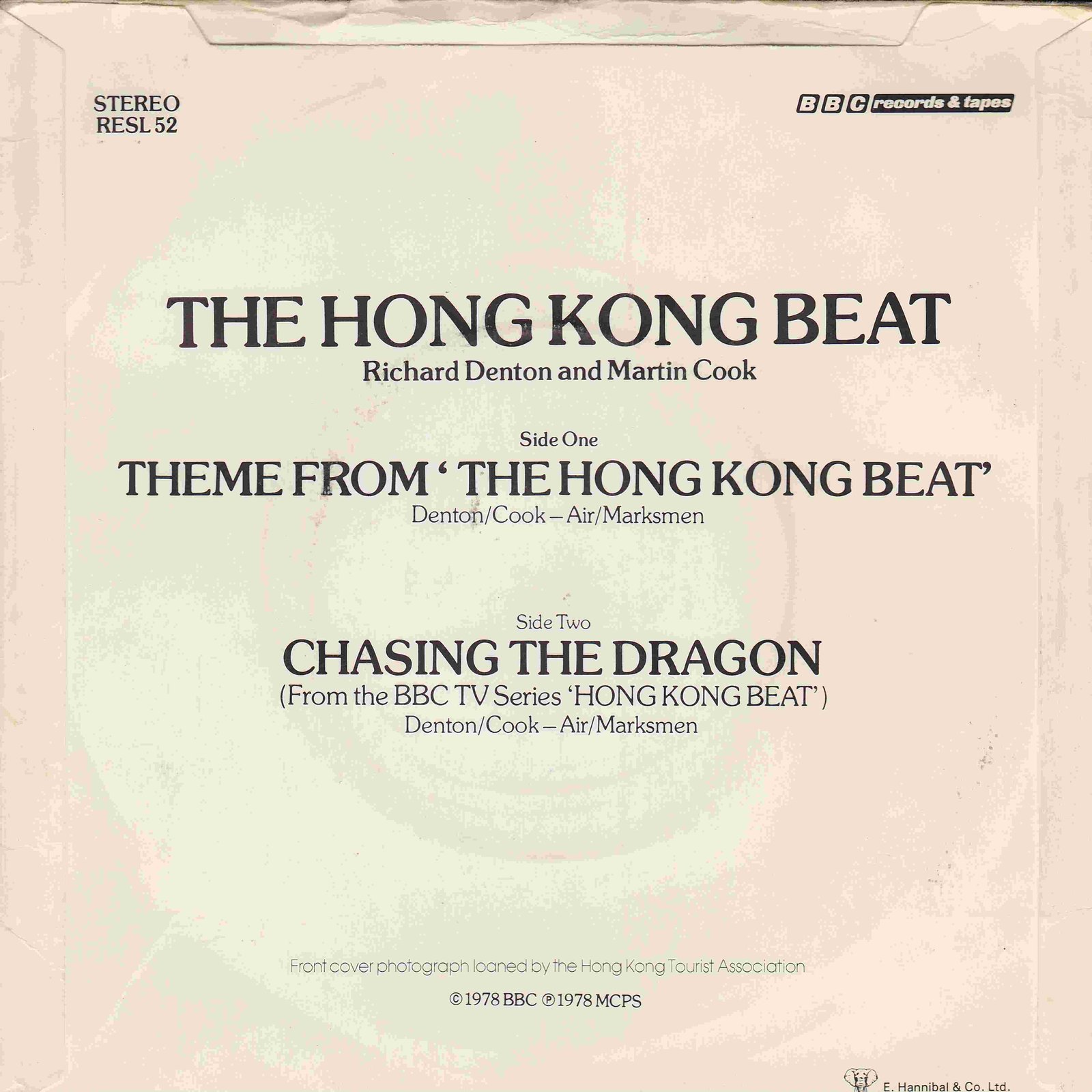 Picture of RESL 52 The Hong Kong beat by artist Richard Denton / Martin Cook from the BBC records and Tapes library